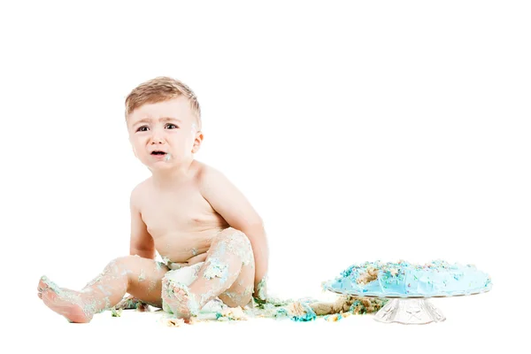 Baby boy with a cake — Stock Photo, Image