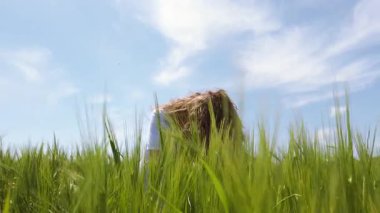 Bir çayır tavşanı, parlak, güneşli bir öğleden sonra güneşlenirken canlı bir tarlada yemyeşil çimenleri keşfeder. Yumuşak esinti sakin bir atmosfer yaratır..