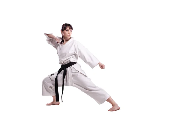 Meisje uitoefening van karate — Stockfoto