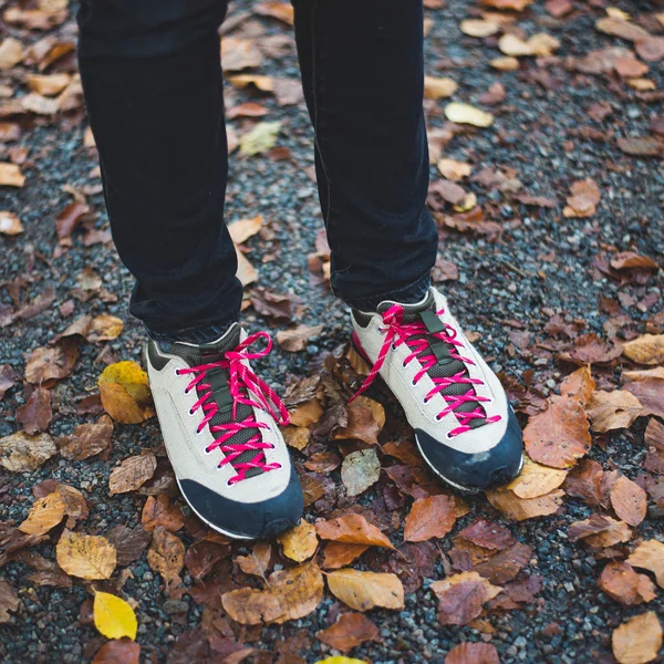 Sapatos de caminhada, close-up de sapatos femininos — Fotografia de Stock