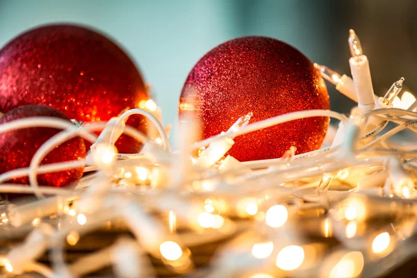 Christmas lights and  balls — Stock Photo, Image