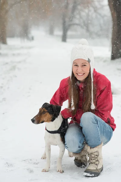 Woman and dog friendship forever Stock Photo