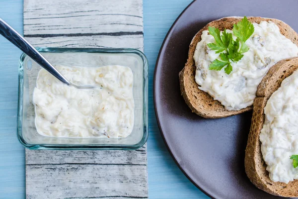 Toast with cottage cheese — Stock Photo, Image