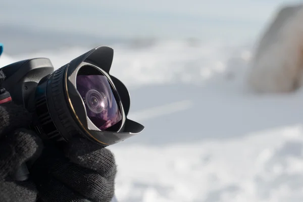 Usando amplo ângulo lense, fotografia fisheye — Fotografia de Stock