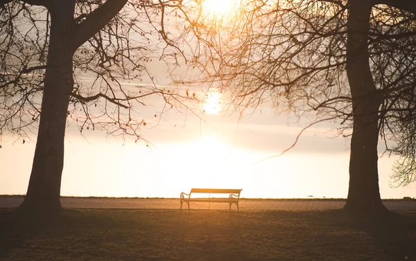 Banc dans le parc d'automne — Photo