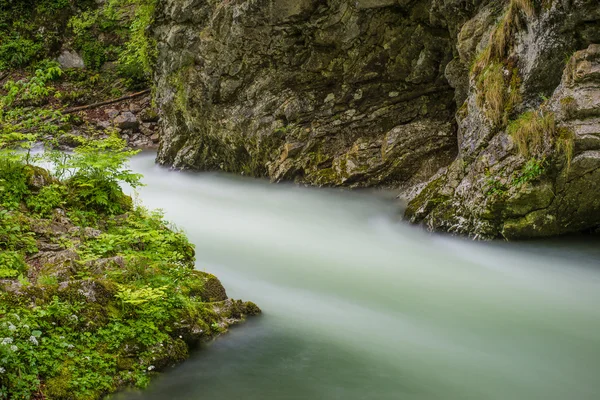 Gyönyörű hegyi folyó. Áramló víz. — Stock Fotó