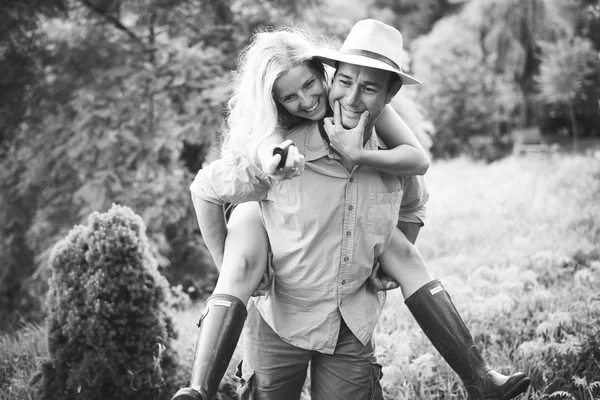 Happy loving couple on engagement day — Stock Photo, Image