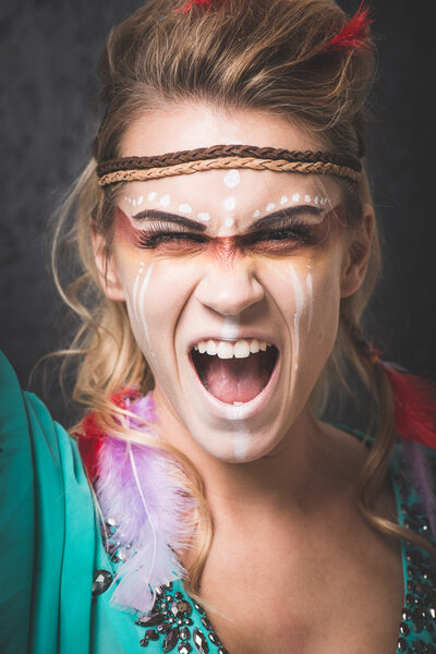 American Indian warrior with paint face