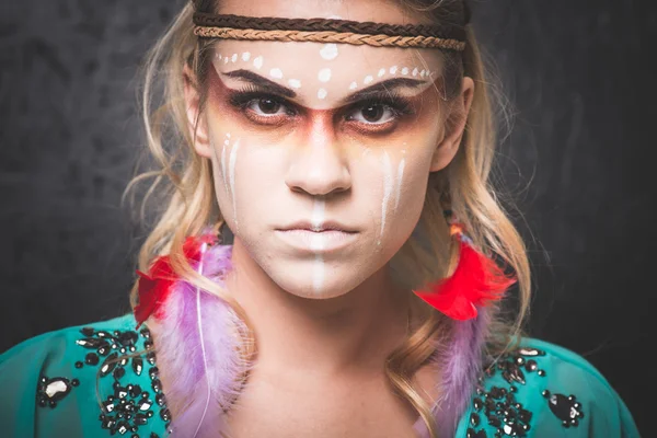 American Indian with paint face — Stock Photo, Image