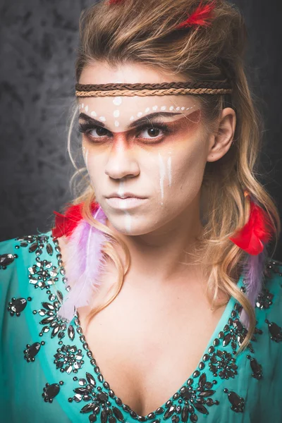 American Indian with paint face — Stock Photo, Image