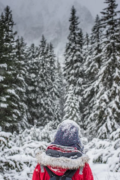 Woman winter hiking. — Stock Photo, Image