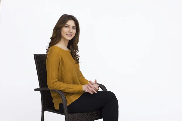 stock image Happy Young Woman on Chair 