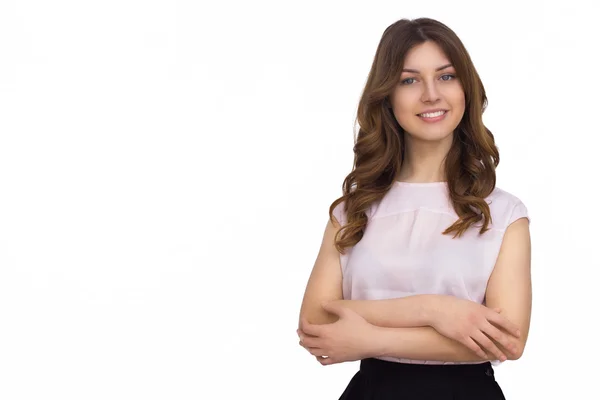 Beautiful Brunette Woman In Blouse and Skirt — Stock Photo, Image