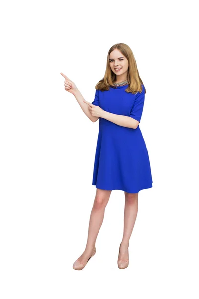 Porträt einer Frau im blauen Kleid — Stockfoto