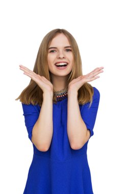 Mavi elbiseli kadın portresi