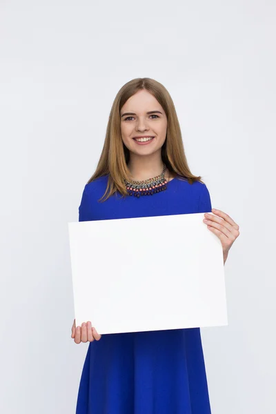 Retrato de mujer en vestido azul — Foto de Stock