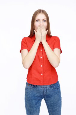 Kırmızı güzel bir kadın portresi