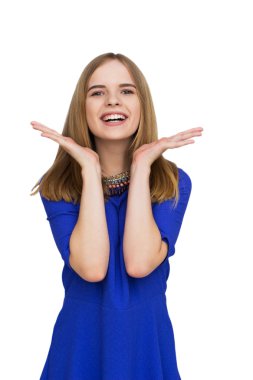 Mavi elbiseli kadın portresi