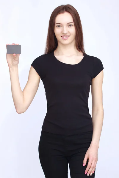 Retrato de mujer feliz en negro — Foto de Stock