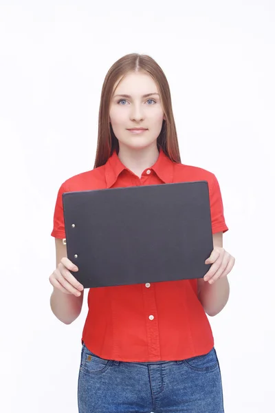 Retrato de mujer hermosa en rojo —  Fotos de Stock