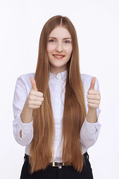 Feliz sonriente hermosa joven empresaria — Foto de Stock