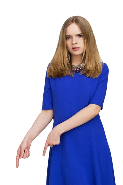 Portrait of woman in blue dress Stock Photo