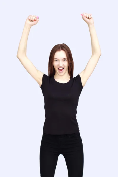 Portrait of happy woman in black Royalty Free Stock Photos