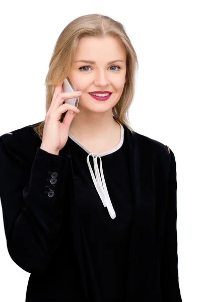 Businesswoman talking on the mobile cell phone — Stock Photo, Image