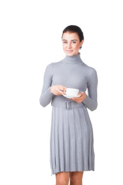 Porselen kupa ile kız