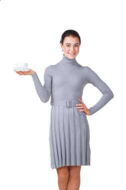 Porselen kupa ile kız