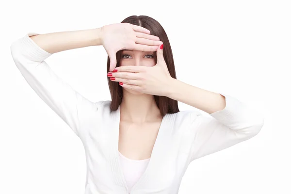 Jonge vrouw geïsoleerd op witte achtergrond — Stockfoto