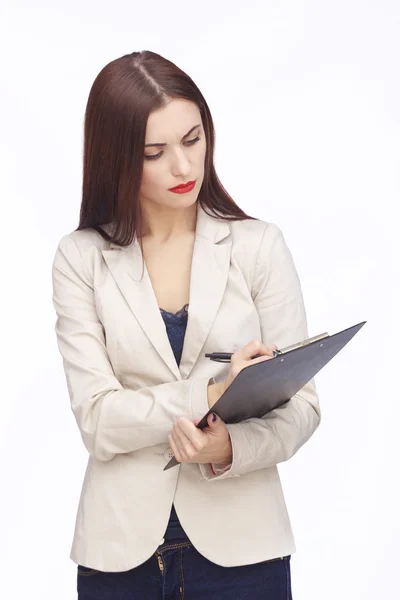 Retrato de mujer de negocios con tableta — Foto de Stock