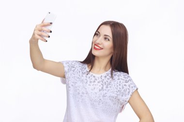 Cep telefonu olan mutlu kadın