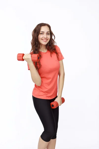 Retrato de sorrindo fitness jovem mulher — Fotografia de Stock