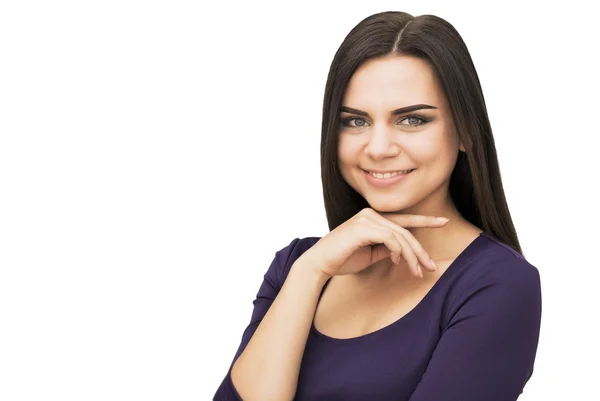 Boldog, fiatal nő elszigetelt fehér background — Stock Fotó