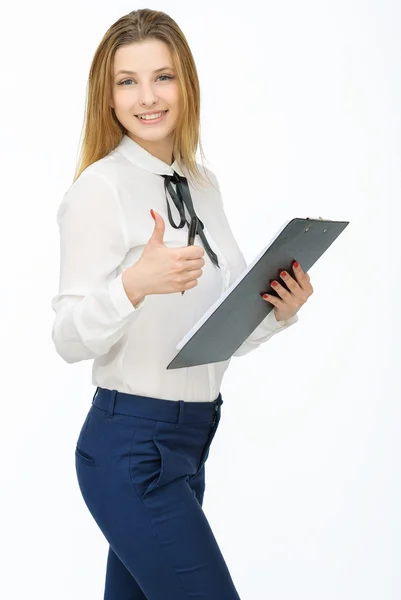 与平板电脑的年轻女商人 — 图库照片