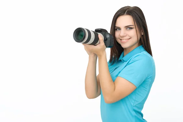 Woman with camera — Stock Photo, Image