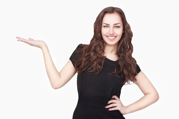 Hermosa mujer en vestido negro — Foto de Stock