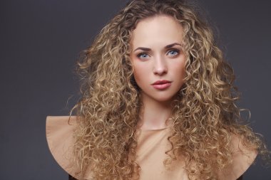 Portrait of perfect woman with curly hair clipart