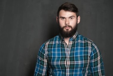 Sakallı yakışıklı bir adamın portresi.