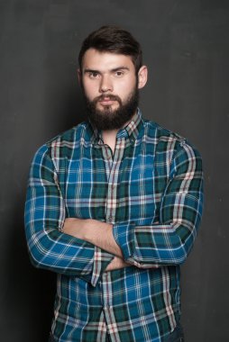 Sakallı yakışıklı bir adamın portresi.