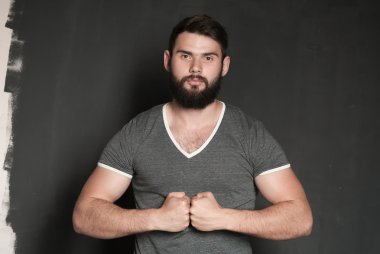 Sakallı yakışıklı bir adamın portresi.