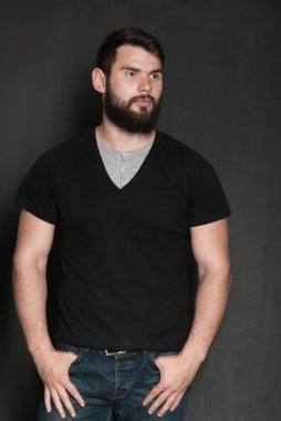 Sakallı yakışıklı bir adamın portresi.