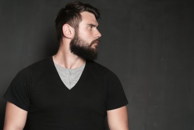 Sakallı yakışıklı bir adamın portresi.