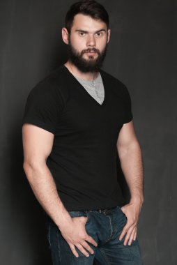 Sakallı yakışıklı bir adamın portresi.