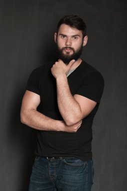 Sakallı yakışıklı bir adamın portresi.