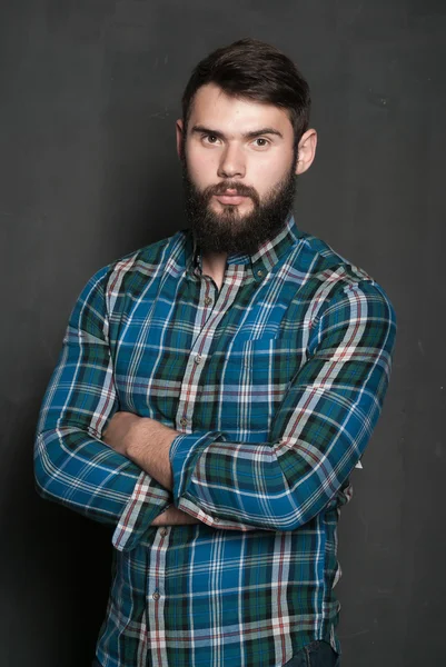 Retrato de homem bonito com barba — Fotografia de Stock