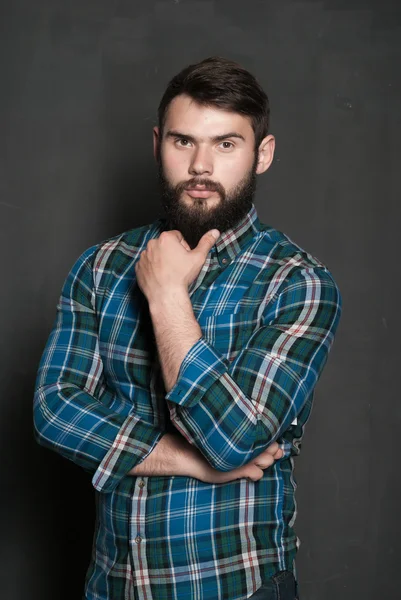 Retrato de homem bonito com barba — Fotografia de Stock