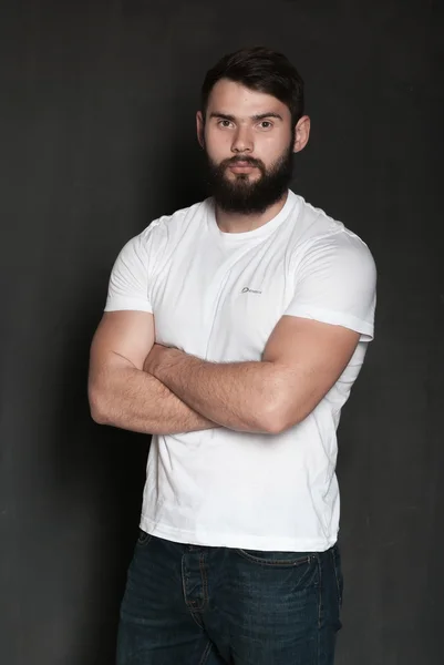 Retrato de homem bonito com barba — Fotografia de Stock