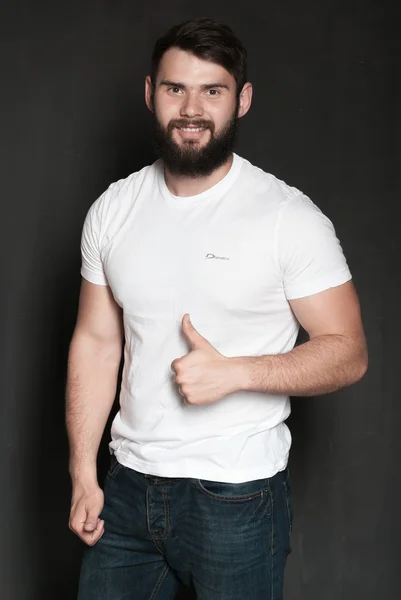 Retrato de homem bonito com barba — Fotografia de Stock